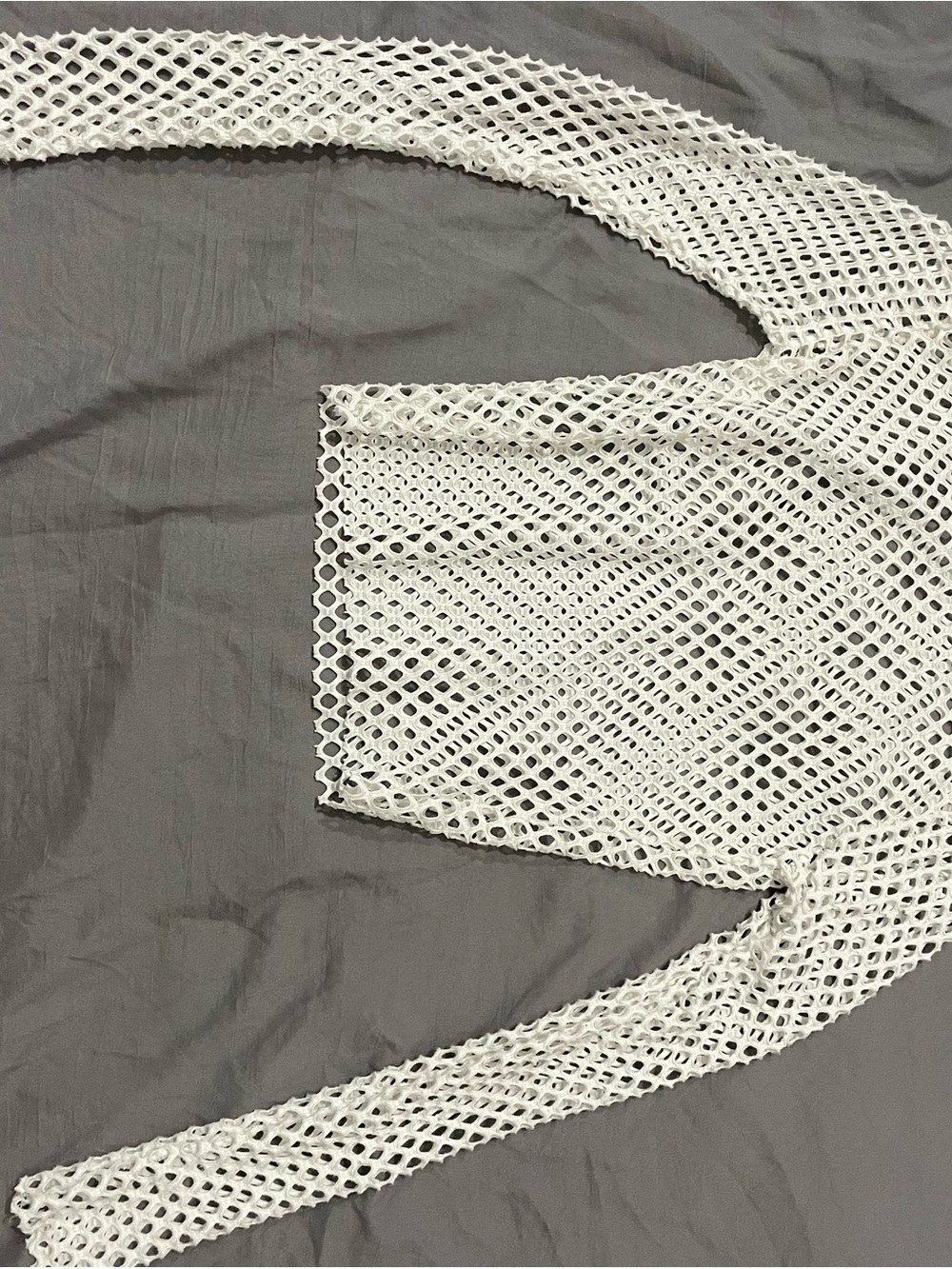 Women's White Fishnet Long-Sleeve Crop Top